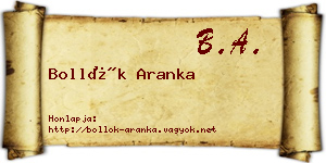 Bollók Aranka névjegykártya